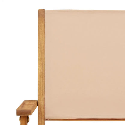 7Dílný Zahradní Jídelní Set Béžový Textil A Masivní Dřevo