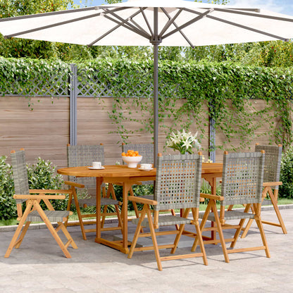 7Dílný Zahradní Jídelní Set Béžový Polyratan A Masivní Dřevo