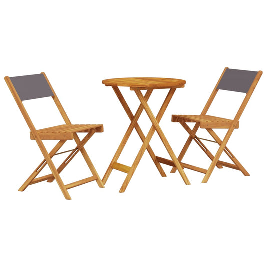 3Dílný Bistro Set Antracitový Textil A Masivní Dřevo
