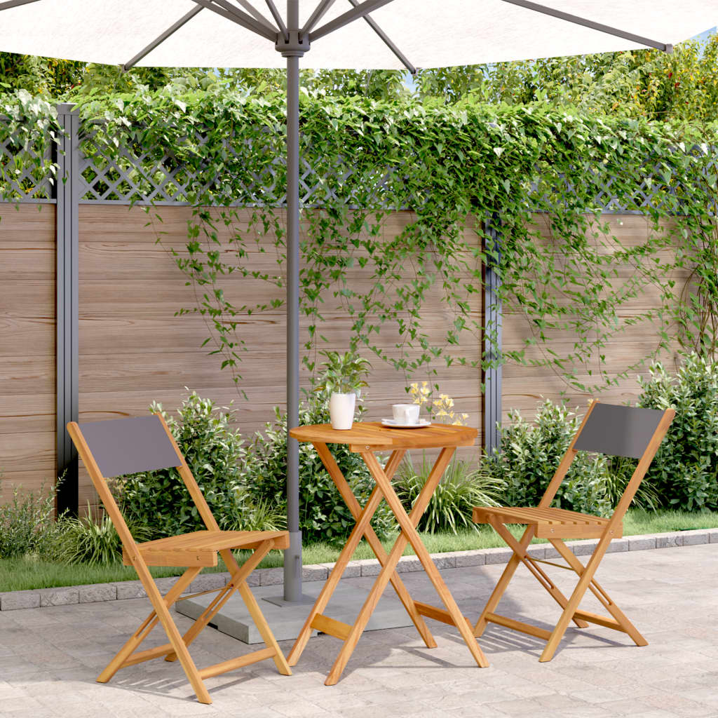 3Dílný Bistro Set Antracitový Textil A Masivní Dřevo