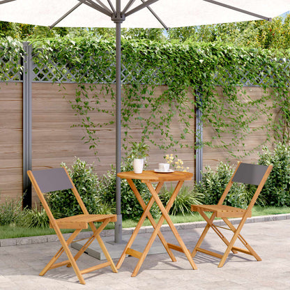 3Dílný Bistro Set Antracitový Textil A Masivní Dřevo