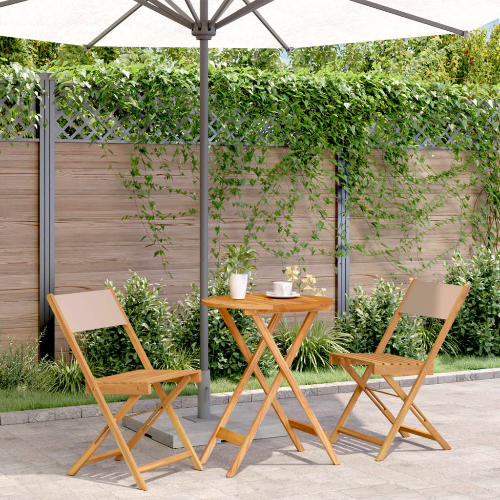 3Dílný Bistro Set Antracitový Textil A Masivní Dřevo
