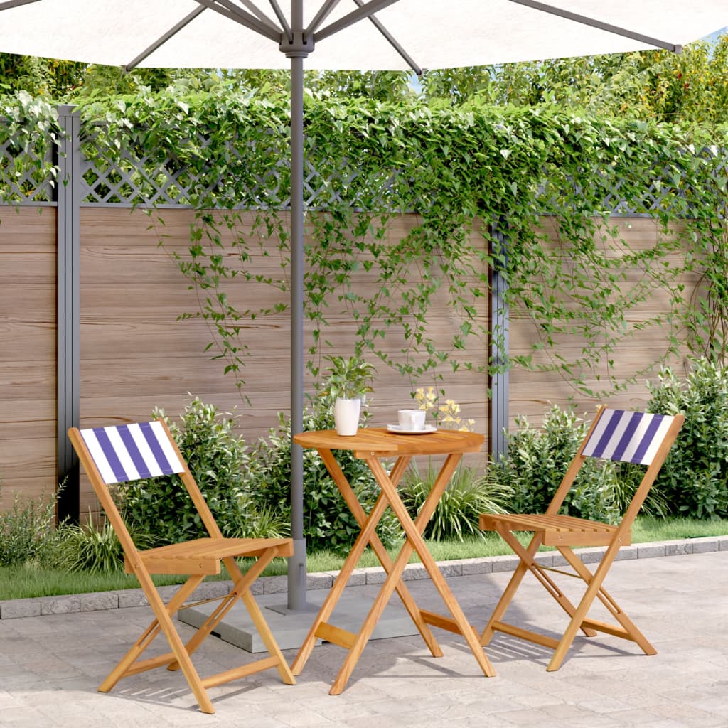 3Dílný Bistro Set Antracitový Textil A Masivní Dřevo
