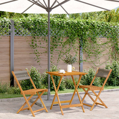 3Dílný Bistro Set Šedý Polypropylen A Masivní Dřevo
