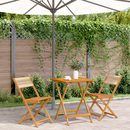 3Dílný Bistro Set Šedý Polypropylen A Masivní Dřevo