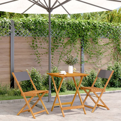 3Dílný Bistro Set Antracitový Textil A Masivní Dřevo