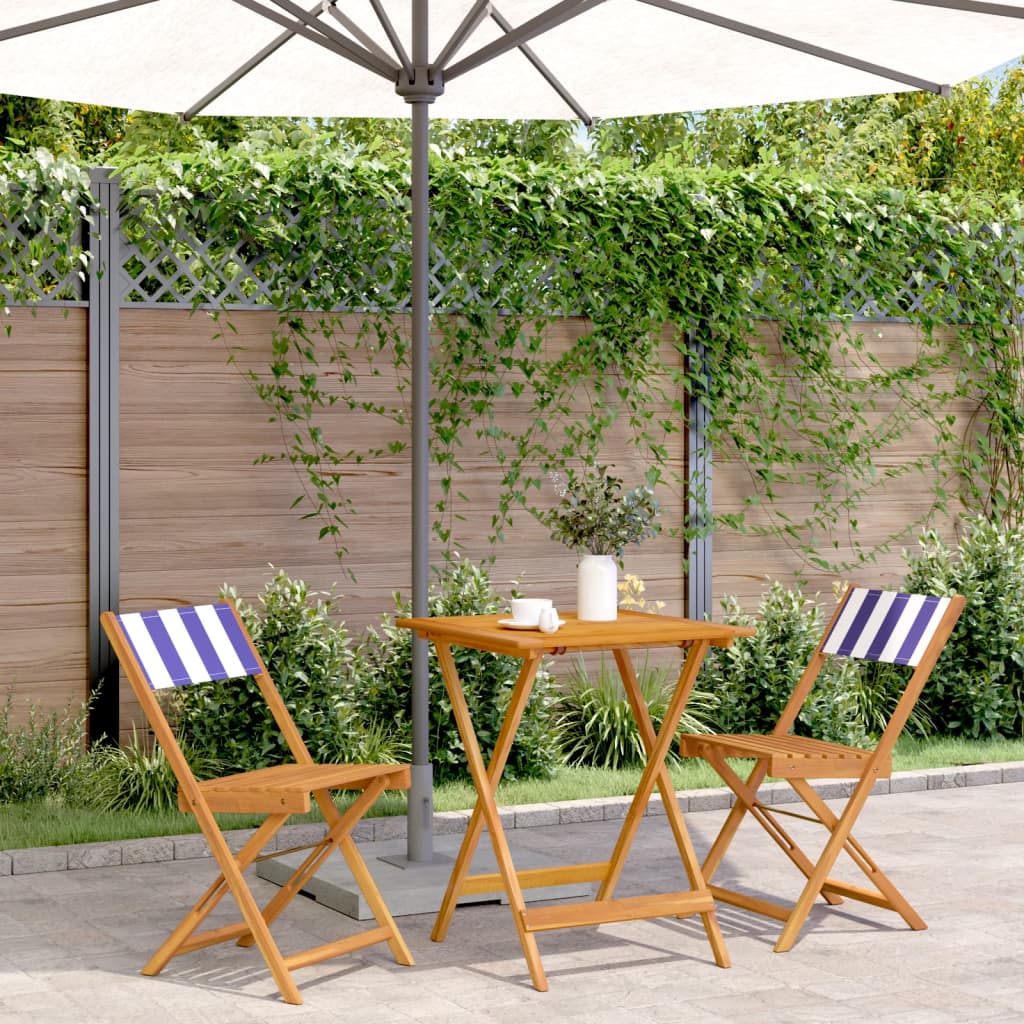 3Dílný Bistro Set Antracitový Textil A Masivní Dřevo