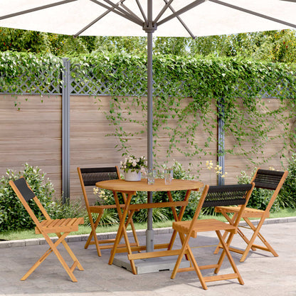 3Dílný Bistro Set Šedý Polypropylen A Masivní Dřevo