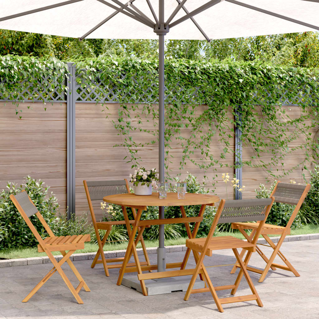3Dílný Bistro Set Šedý Polypropylen A Masivní Dřevo
