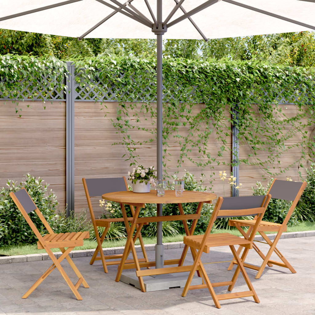 3Dílný Bistro Set Antracitový Textil A Masivní Dřevo