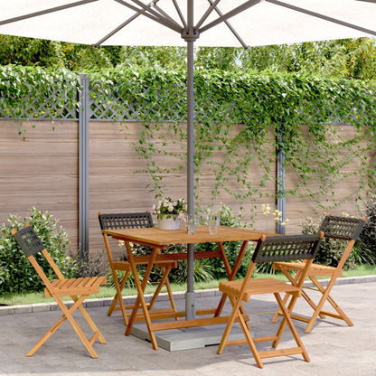 3Dílný Bistro Set Šedý Polyratan A Masivní Dřevo