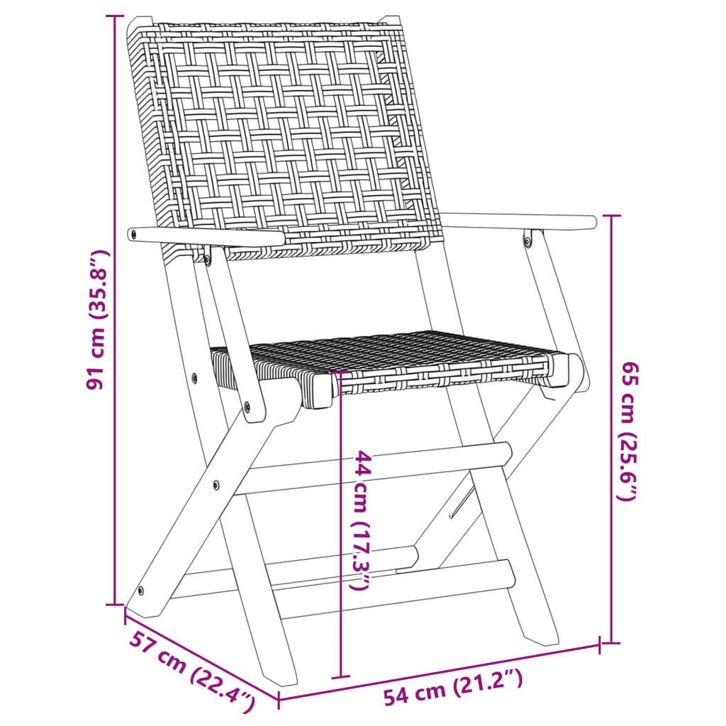 3Dílný Bistro Set Černý Polyratan A Masivní Dřevo