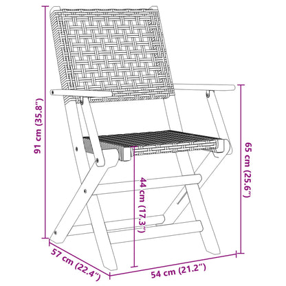 3Dílný Bistro Set Černý Polyratan A Masivní Dřevo