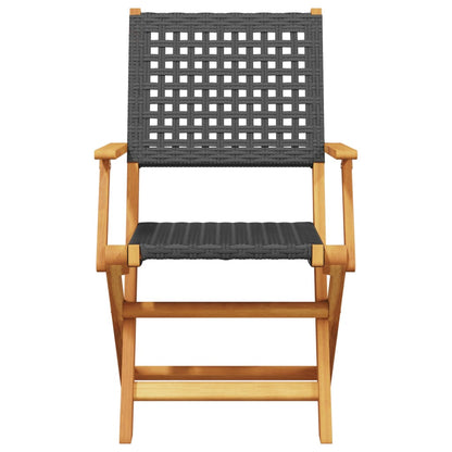 3Dílný Bistro Set Černý Polyratan A Masivní Dřevo