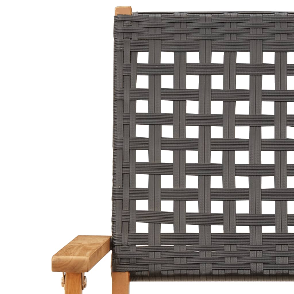 3Dílný Bistro Set Černý Polyratan A Masivní Dřevo