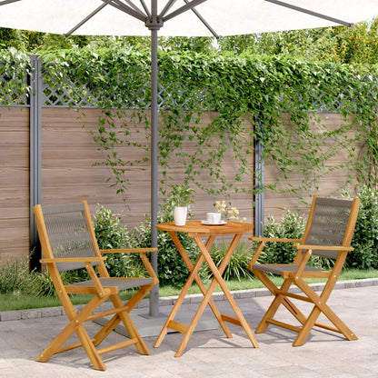 3Dílný Bistro Set Černý Polypropylen A Masivní Dřevo