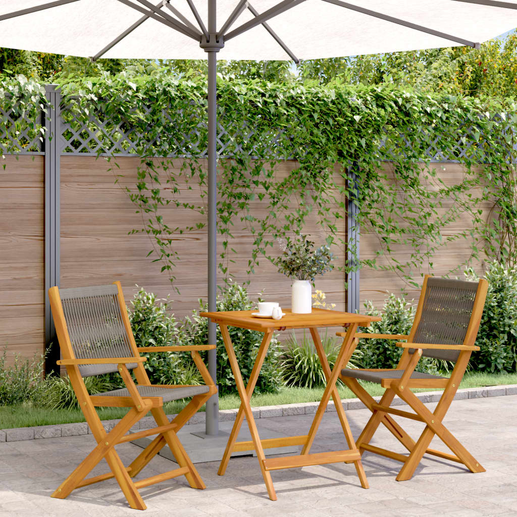 3Dílný Bistro Set Černý Polypropylen A Masivní Dřevo