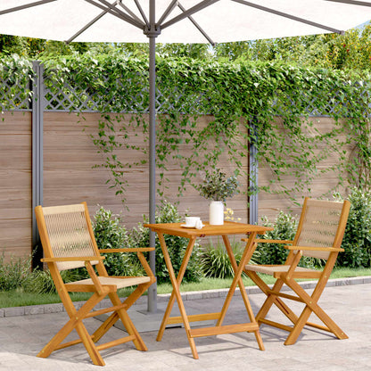 3Dílný Bistro Set Černý Polypropylen A Masivní Dřevo
