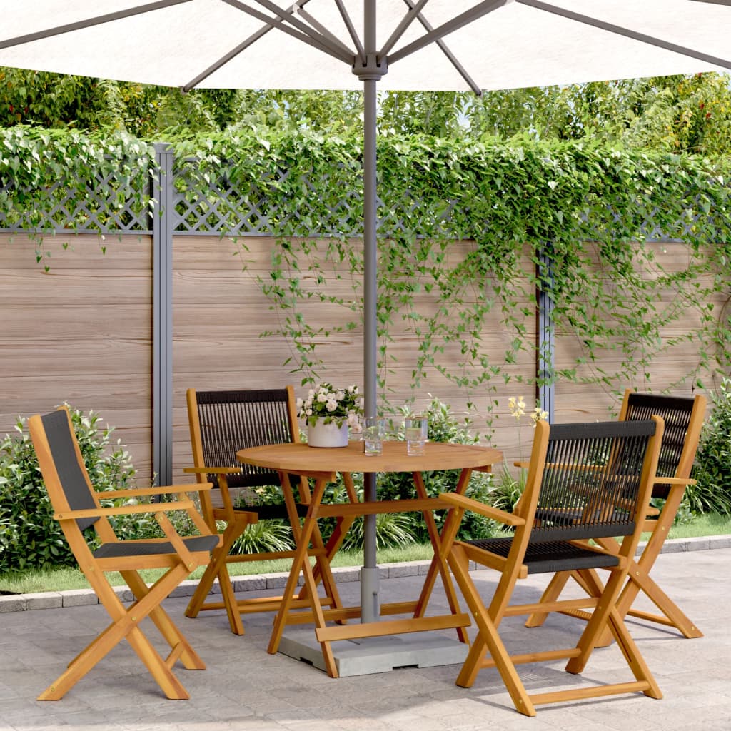 3Dílný Bistro Set Černý Polypropylen A Masivní Dřevo
