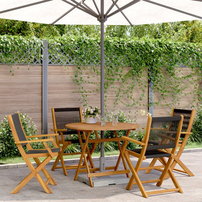 3Dílný Bistro Set Černý Polypropylen A Masivní Dřevo