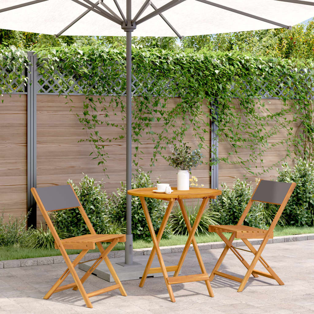 3Dílný Bistro Set Antracitový Textil A Masivní Dřevo