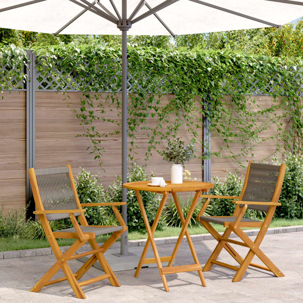 3Dílný Bistro Set Černý Polypropylen A Masivní Dřevo