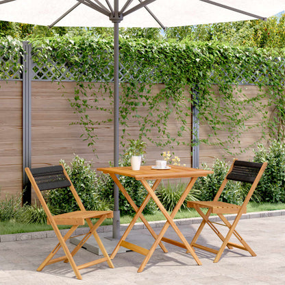 3Dílný Bistro Set Šedý Polypropylen A Masivní Dřevo