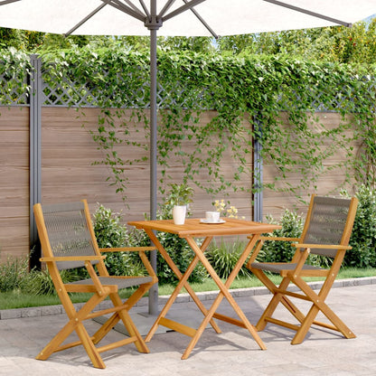 3Dílný Bistro Set Černý Polypropylen A Masivní Dřevo