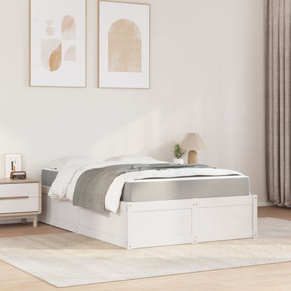 Postel S Matrací Bílá 140 X 190 Cm Masivní Borovice