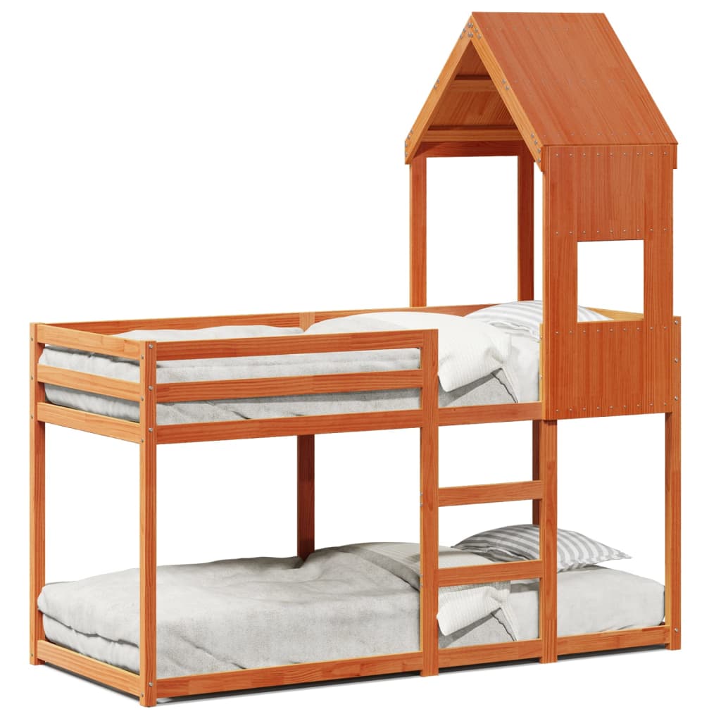 Patrová Postel Se Střechou Borové Dřevo