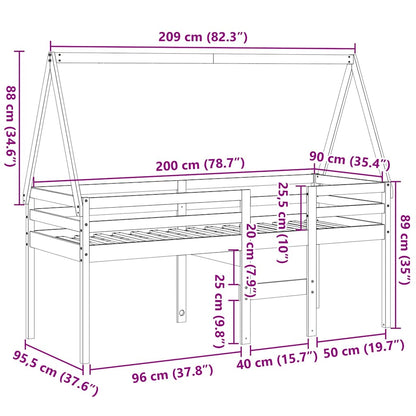 Patrová Postel Se Střechou Bílá 80 X 200 Cm Masivní Borovice