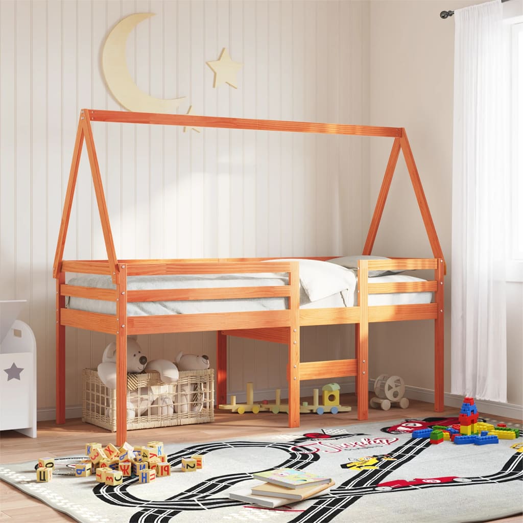 Patrová Postel Se Střechou Masivní Borové Dřevo