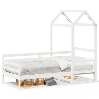 Válenda Se Střechou Bílá 80 X 200 Cm Masivní Borové Dřevo