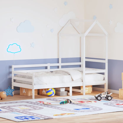 Válenda Se Střechou Bílá 80 X 200 Cm Masivní Borové Dřevo