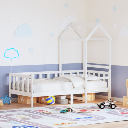 Válenda Se Střechou Bílá 80 X 200 Cm Masivní Borové Dřevo