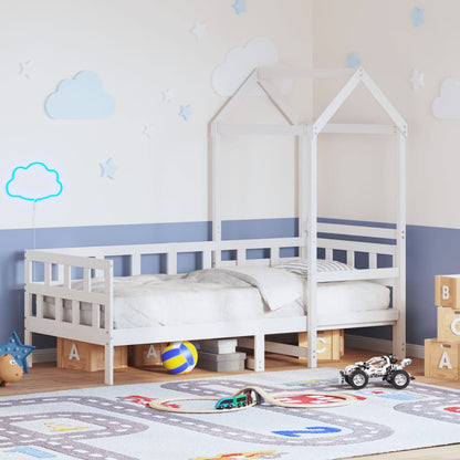 Válenda Se Střechou Bílá 80 X 200 Cm Masivní Borové Dřevo