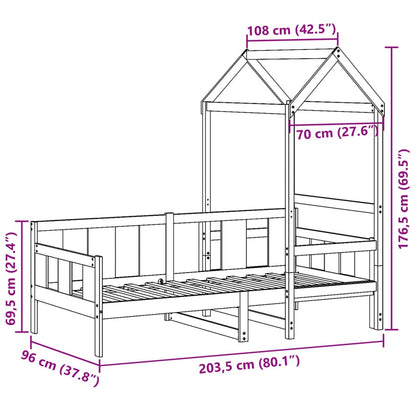 Válenda Se Střechou 90 X 200 Cm Masivní Borové Dřevo