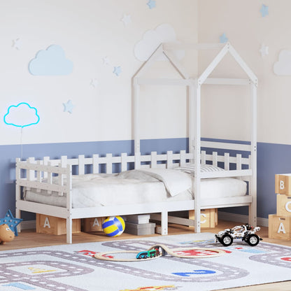 Válenda Se Střechou Bílá 80 X 200 Cm Masivní Borové Dřevo