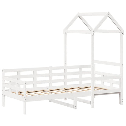 Válenda Se Střechou Bílá 80 X 200 Cm Masivní Borové Dřevo