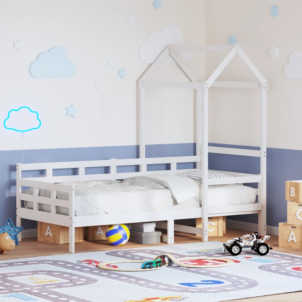 Válenda Se Střechou Bílá 80 X 200 Cm Masivní Borové Dřevo
