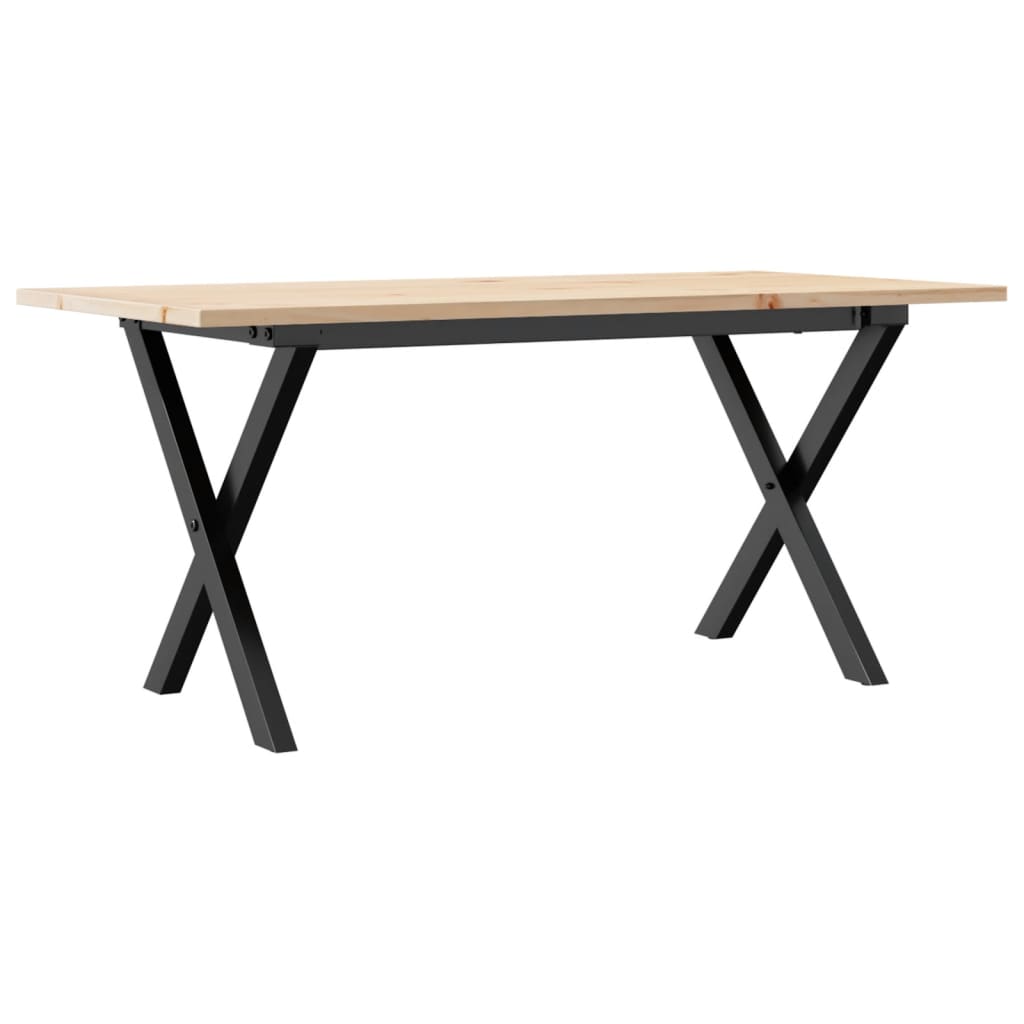 Konferenční Stolek S X Rámem 100X50X45 Cm Borové Dřevo A Ocel