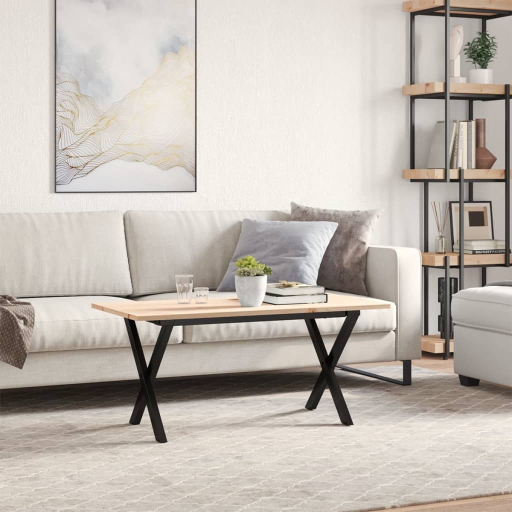 Konferenční Stolek S X Rámem 100X50X45 Cm Borové Dřevo A Ocel