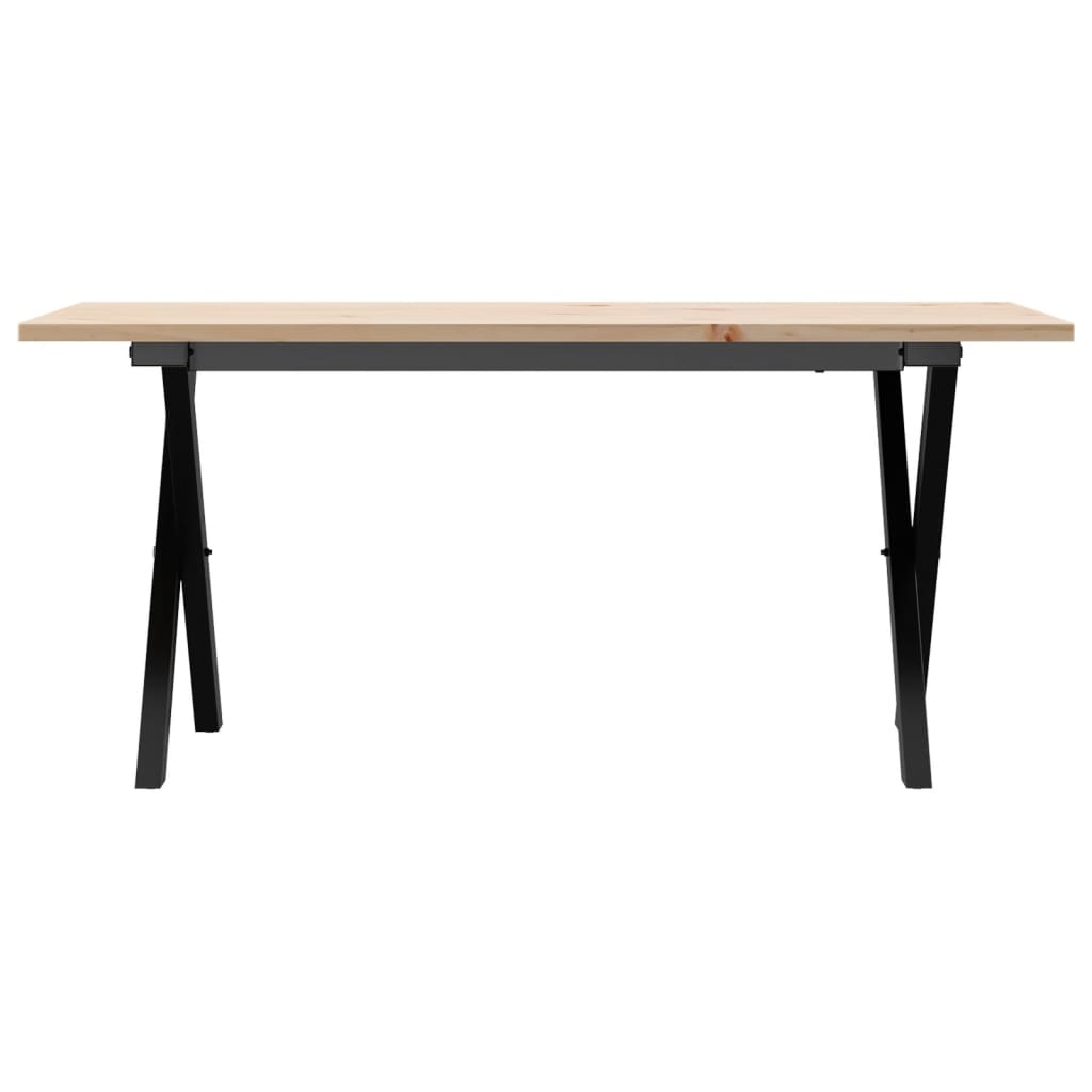 Konferenční Stolek S X Rámem 100X50X45 Cm Borové Dřevo A Ocel