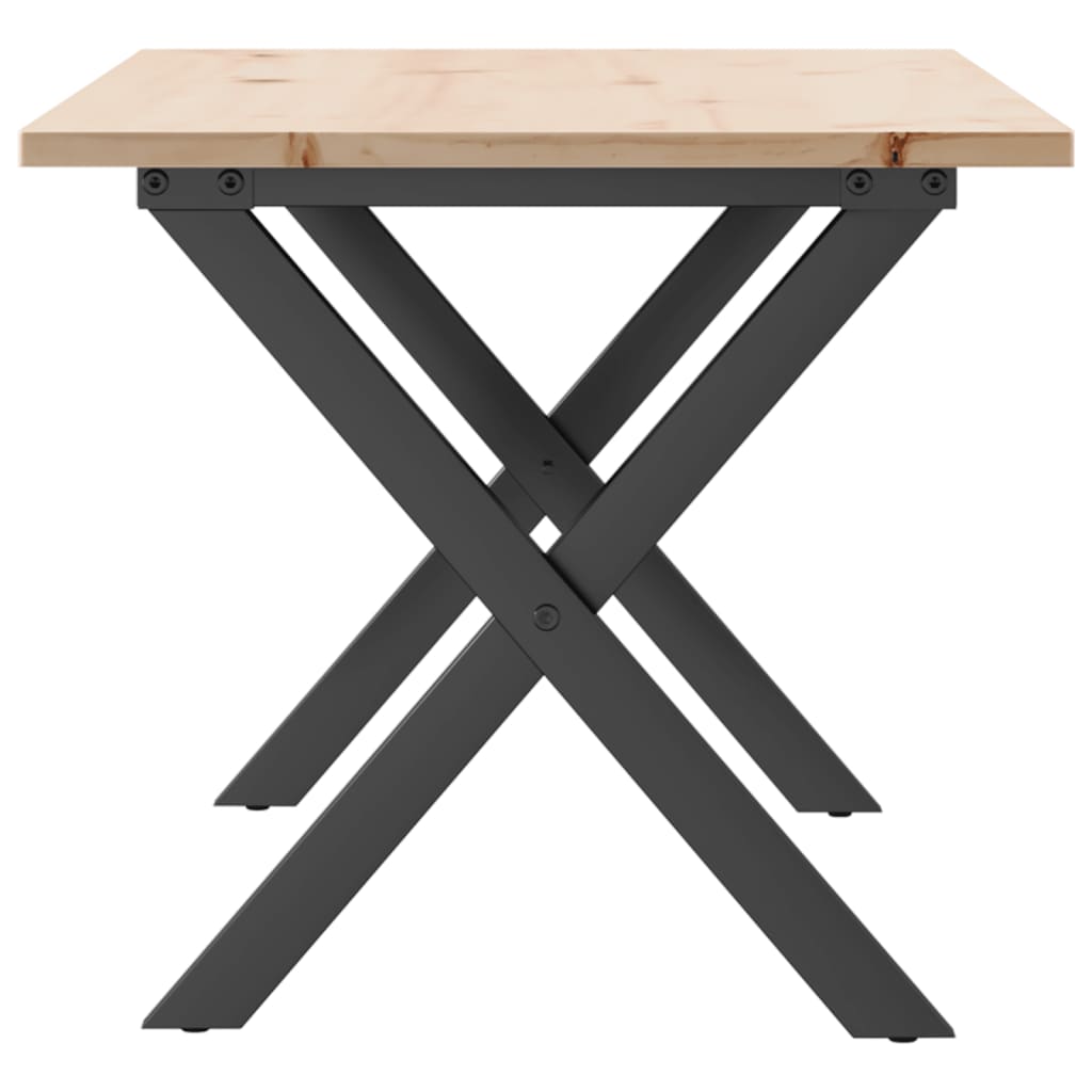 Konferenční Stolek S X Rámem 100X50X45 Cm Borové Dřevo A Ocel