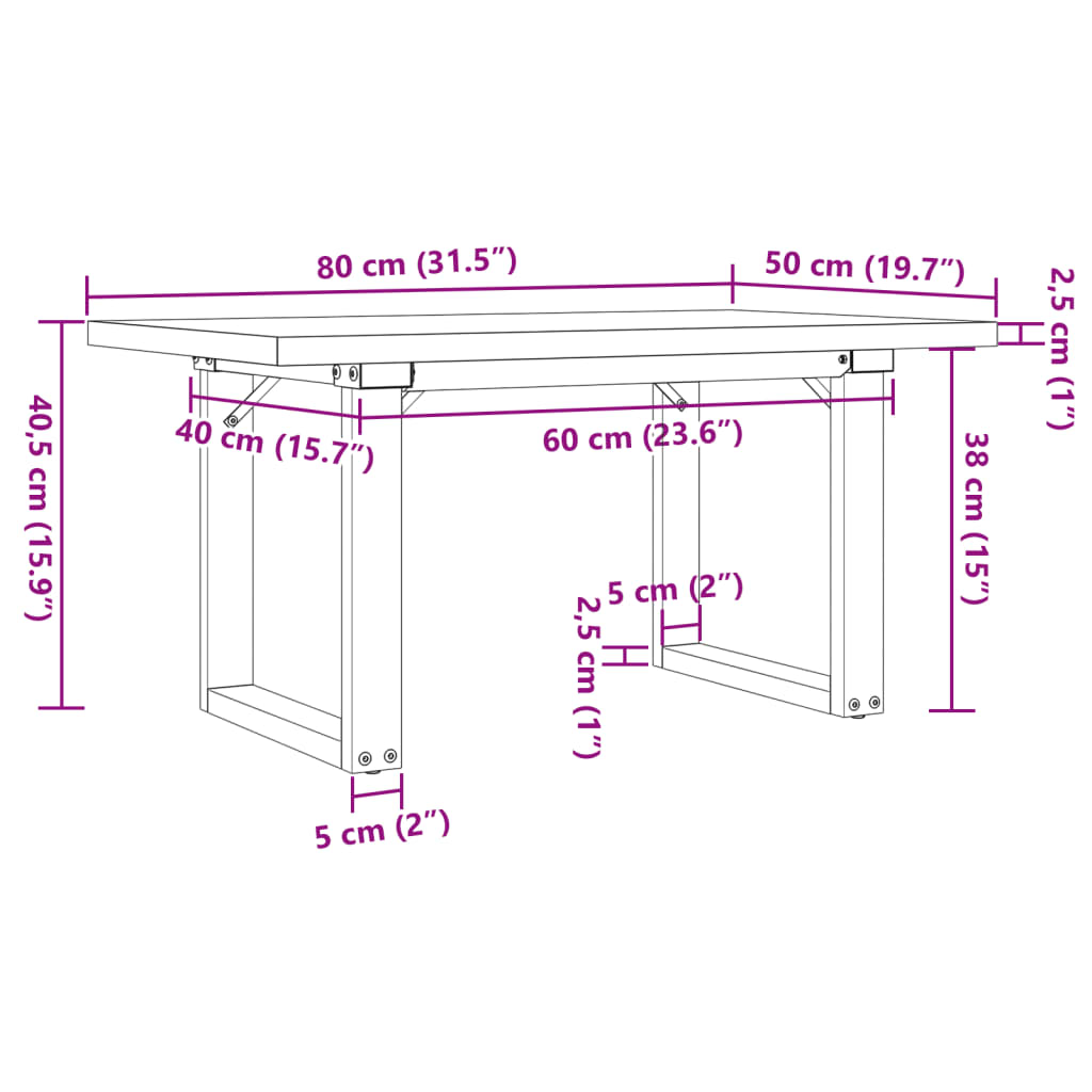 Konferenční Stolek S O Rámem 80X50X40,5Cm Borové Dřevo A Ocel