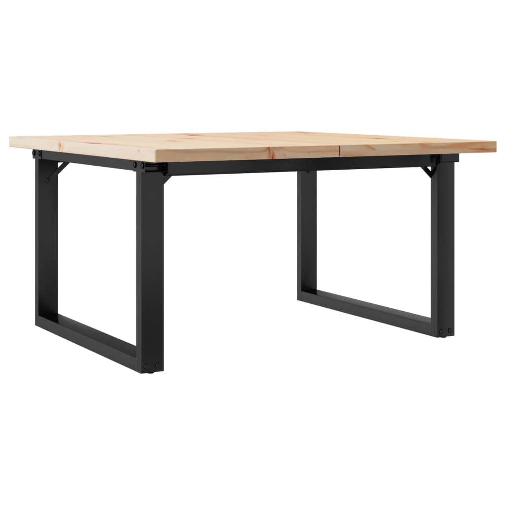 Konferenční Stolek S O Rámem 90X90X45,5Cm Borové Dřevo A Litina
