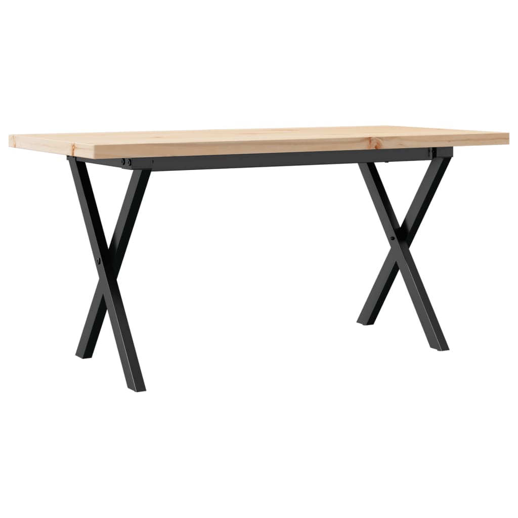 Konferenční Stolek S X Rámem 90X40X45,5Cm Borové Dřevo A Litina Světle Šedá