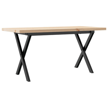 Konferenční Stolek S X Rámem 90X40X45,5Cm Borové Dřevo A Litina Světle Šedá