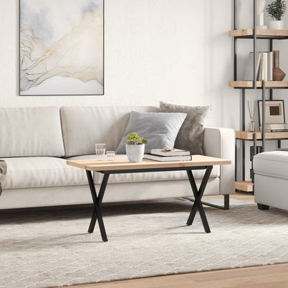 Konferenční Stolek S X Rámem 90X40X45,5Cm Borové Dřevo A Litina Světle Šedá