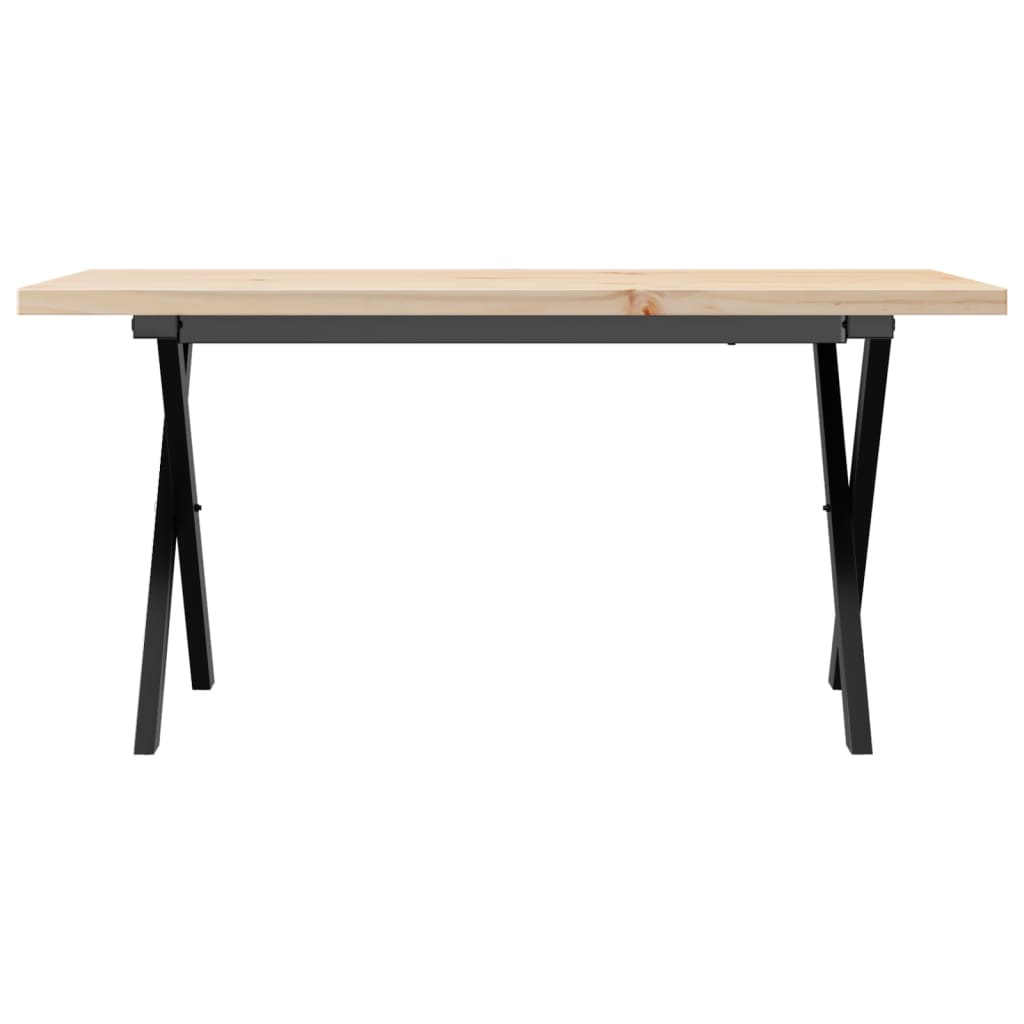 Konferenční Stolek S X Rámem 90X40X45,5Cm Borové Dřevo A Litina Světle Šedá